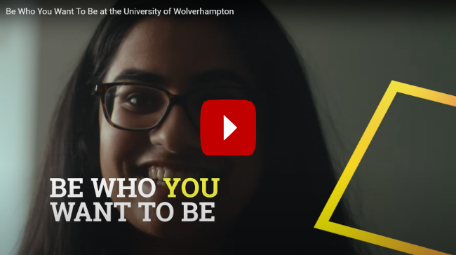 Image from University of Wolverhampton video, with youtube play button to click to watch video